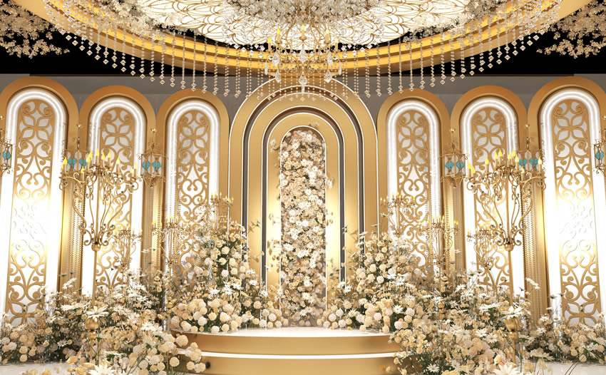 老边香槟色调婚礼堂效果展示